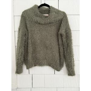 Pink Rose Sage Green Fuzzy Eyelash Knit Sweater Cozy Soft Girl Winter Juniors XL